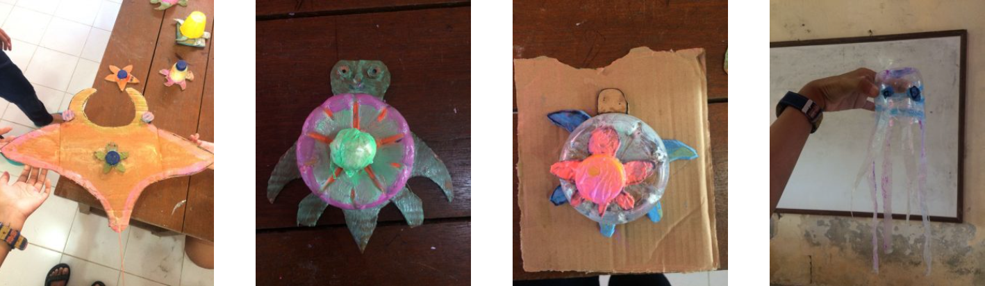 School art inspired by the sea and made from beach plastic debris