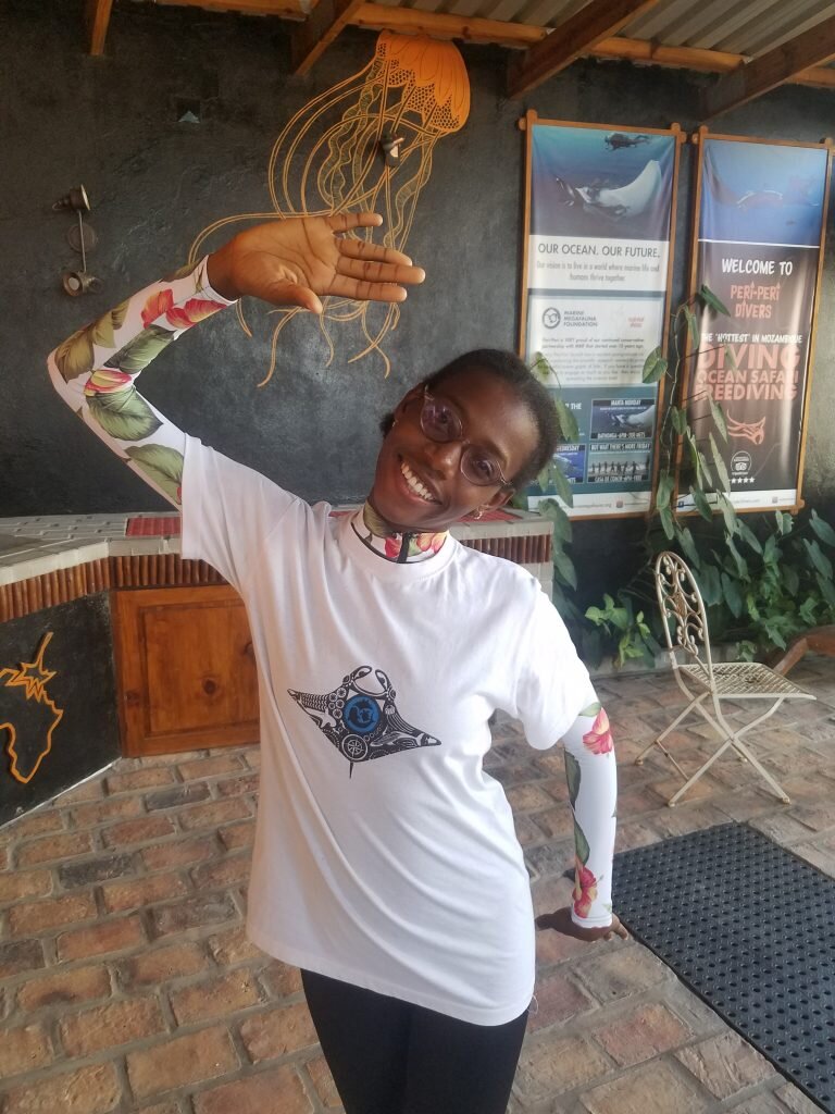 This is Nilza, when she joined MMF as part of our Fellowship Program, she was unable to swim – now she is a qualified diver and studying Marine Biology and Conservation