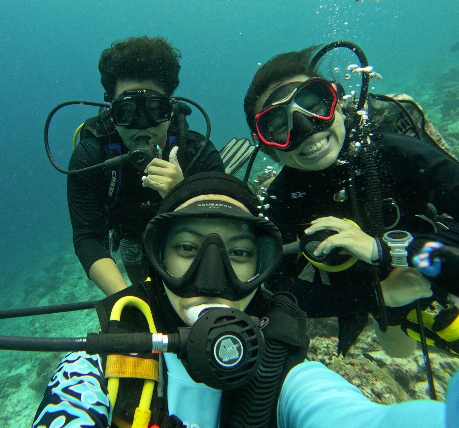 Members of our Indonesian team on a field survey dive in the Derawan Islands